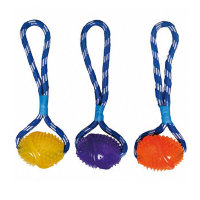 Игрушка для собак мяч на веревке Football Cotton Rope (Карли-Фламинго)