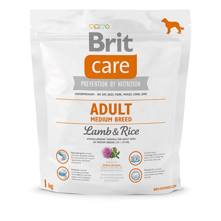 Care Adult Medium Breed Lamb & Rice для собак весом от 10 до 25 кг (Брит)