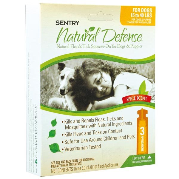 Natural Defense Натуральная защита - капли от блох и клещей для собак весом 7-18 кг, 3 мл (Сентри)