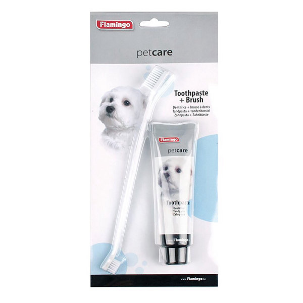 Набор зубная паста и зубная щетка для собак Petcare Toothpaste + Toothbrush (Карли-Фламинго)