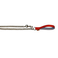 Поводок-цепь Dog Extremе с нейлоновой ручкой для крупных пород (звено 4 мм, длина 115 см) красный
