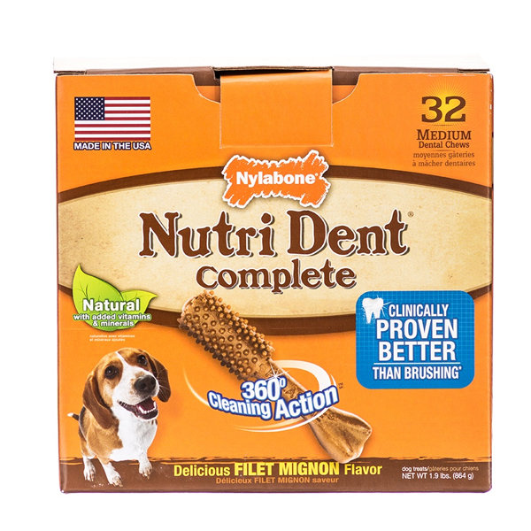 Жевательное лакомство для чистки зубов собак до 16 кг, вкус филе миньон, Nutri Dent Filet Mignon Medium (Нилабон)