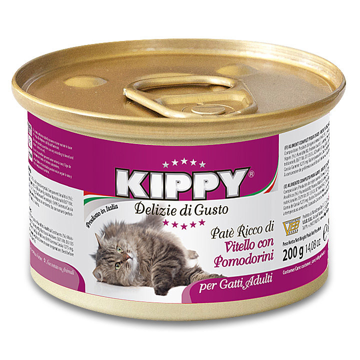 Консервы для кошек KIPPY Cat, телятина и томаты, 200 г (Киппи)