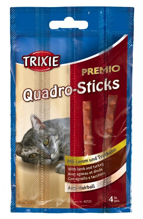 Палочки PREMIO Quadro-Sticks домшняя птица/печень для кошки 4шт 5 г
