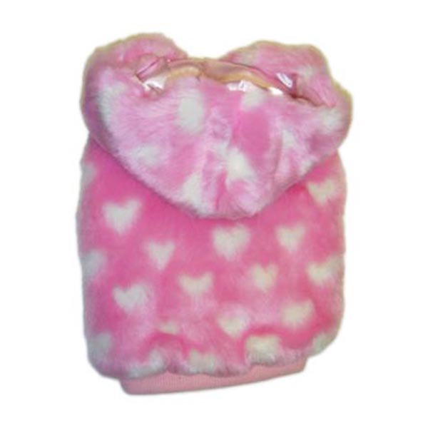 Одежда для собак шубка с капюшоном Pink Heart Faux Fur (Манки Дейз)