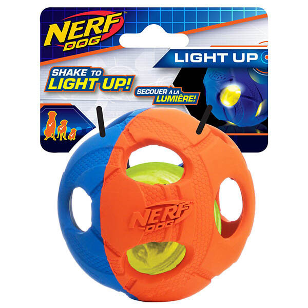 Игрушка NERF LED BASH мячик светящийся средний для собак