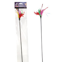 Игрушки для кошек, дразнилка с цветными перьями Teaser Feathers (Карли-Фламинго)