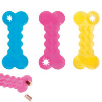 Игрушки для лакомств для собак, косточки рельефные яркие Good 4 Fun Bone (Карли-Фламинго)