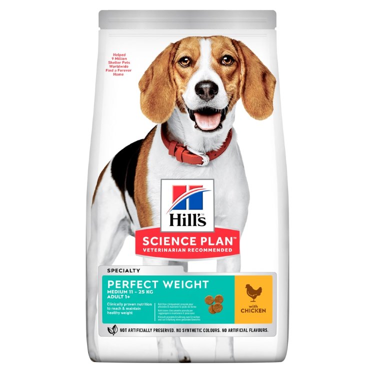 Сухий корм для дорослих собак середніх порід з куркою для підтримки здорової ваги (Хиллс)