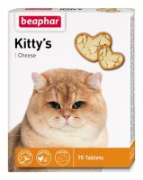 KITTY Cheese Витаминизированные лакомства с сыром для кошек, 75 таб. (Беафар)