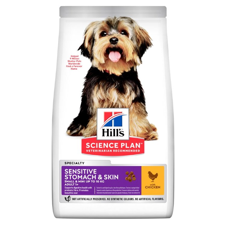 Сухий корм для дорослих собак маленьких та міні порід з куркою з чутливим травленням та шкірою 1,5 кг (Хиллс)