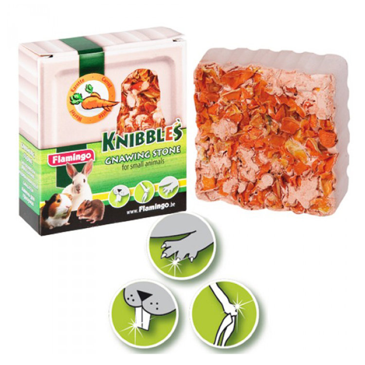Минеральный камень для грызунов с морковью, для гигиены зубов, Knibbles Carrot Cubes (Карли-Фламинго)