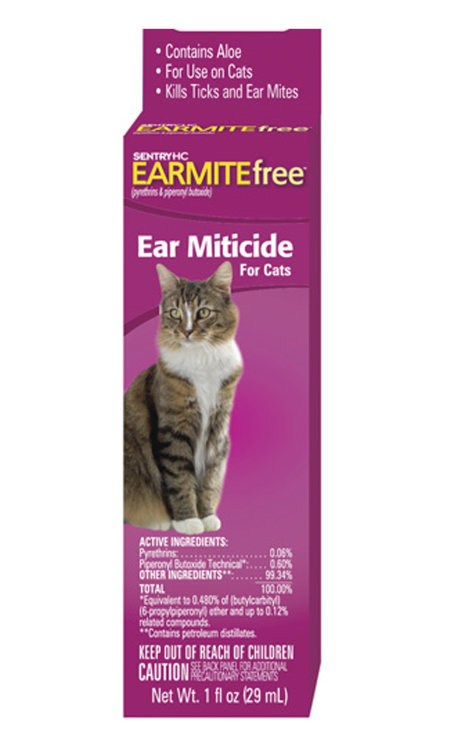 EARMITE free Без ушного клеща - капли с алоэ против ушного клеща для котов, 0.029 л (Сентри)
