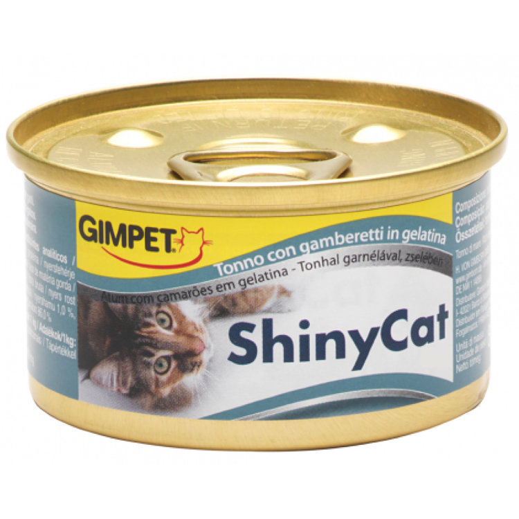 Shiny Cat k консервы для кошек Тунец и креветки (Джимпет)