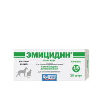 Эмицидин антиоксидант-антигипоксант для собак и кошек, 15 мг капсула, 30 шт