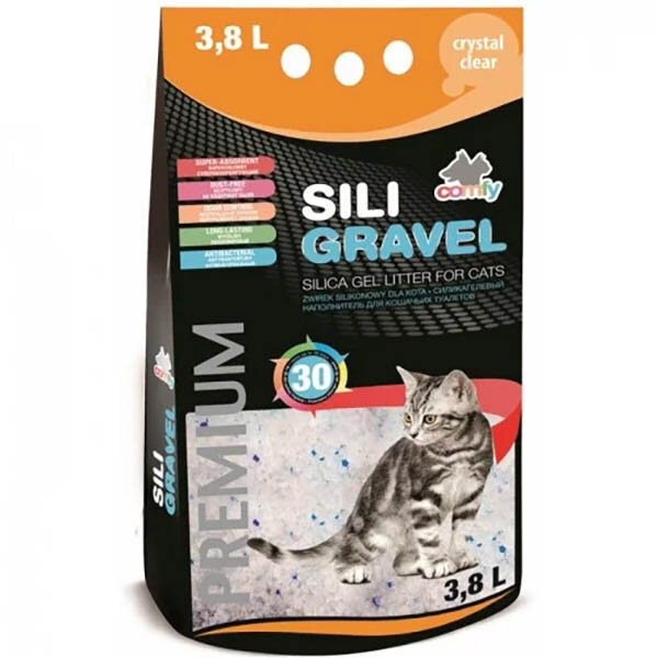 Наполнитель туалета для кошек Comfy Sili Gravel 3,8 л (силикагелевый)