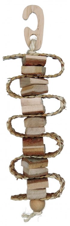 Игрушка деревянная с соломенной лентой и колокольчиком для попугаев 21 см (Трикси)
