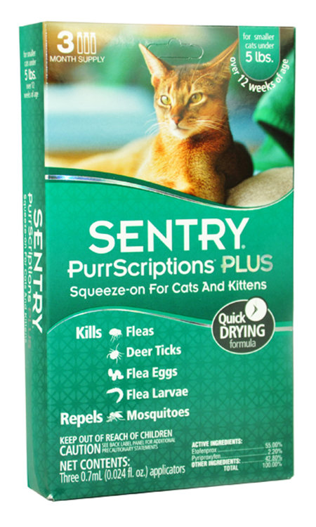PurrScriptions - капли от блох и клещей для кошек до 2,2 кг, 0,7 мл (Сентри)
