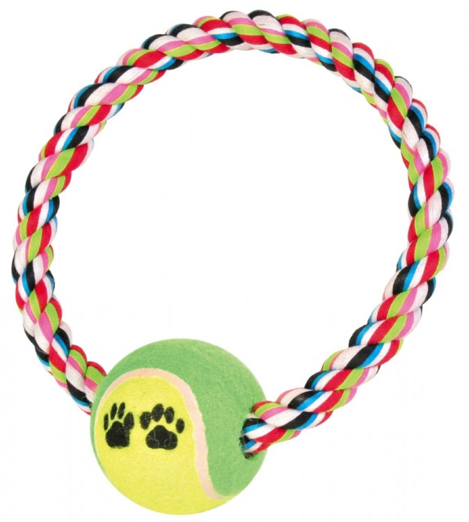 Игрушка для собак "Игровой канат с тенисным мячом" 18 см (Трикси)