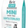 Brit Care GF Mini Light&Sterilised (д/собак малых пород) контроль веса (Брит)
