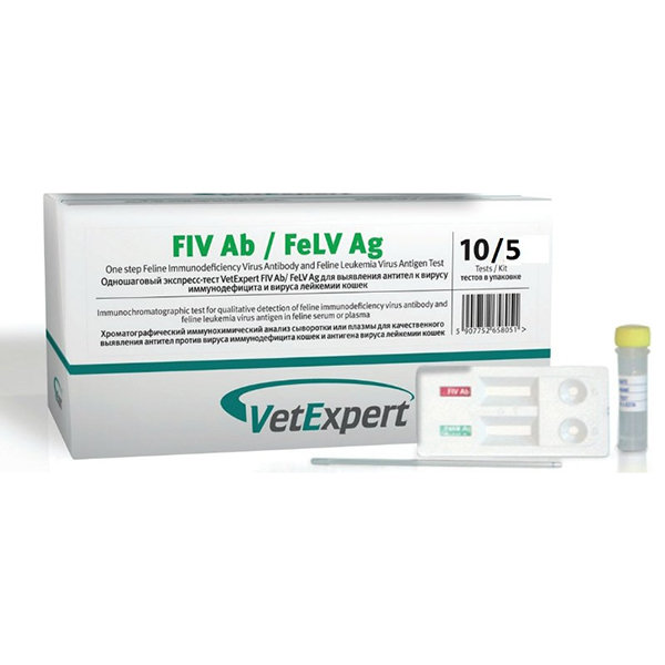 Экспресс-тест FiV Ab/FeLV Ag для выявления антител против вируса иммунодефицита и антигена вируса лейкемии кошек (Ветэксперт)