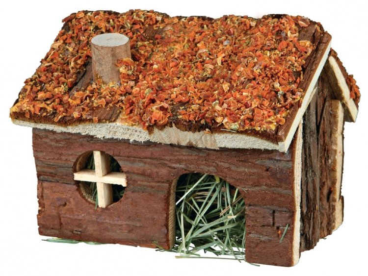 Дом для хомяка деревянный с сеном и морковью (Трикси)