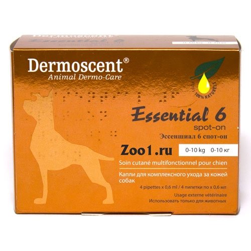 Средство для собак по уходу за кожей и шерстью Essential-6 spot-on (Дермосент)