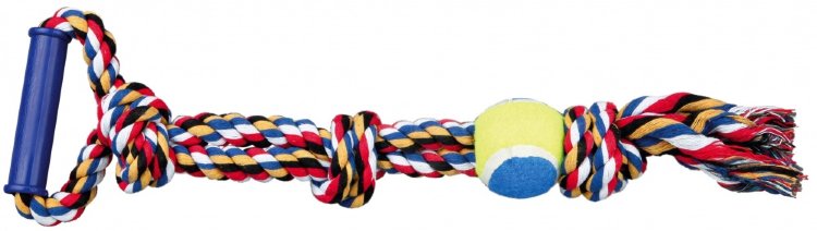 Игрушка для собак "Игровой канат с мячом и пластиковой ручкой" 50 см (Трикси)
