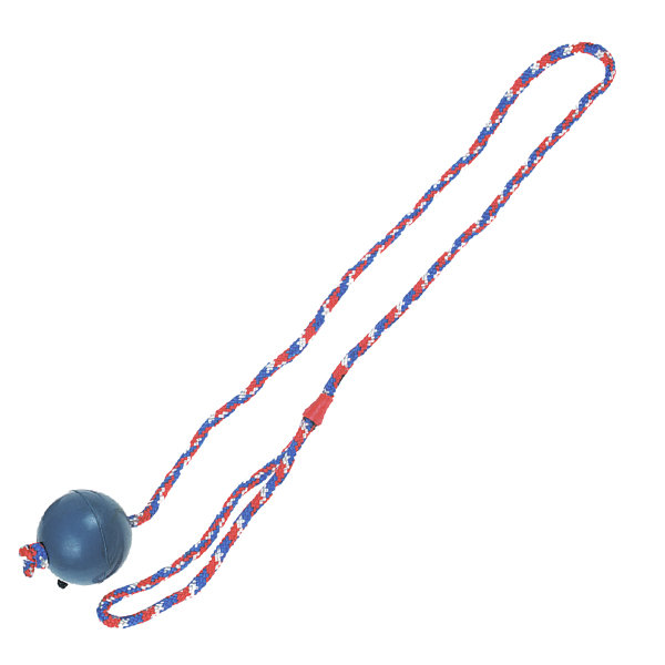 Игрушка для собак, мяч из литой резины на веревке Ball With Rope (Карли-Фламинго)