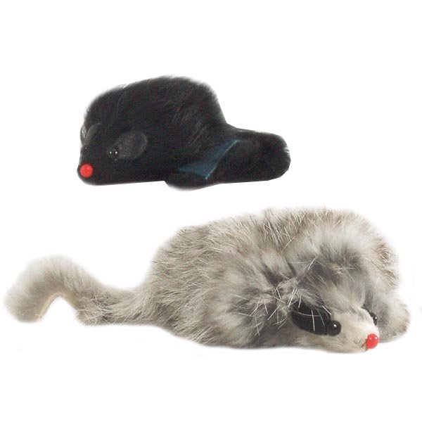 Мышь длинношерстная с пищалкой игрушка для котов (Пет Продакс)