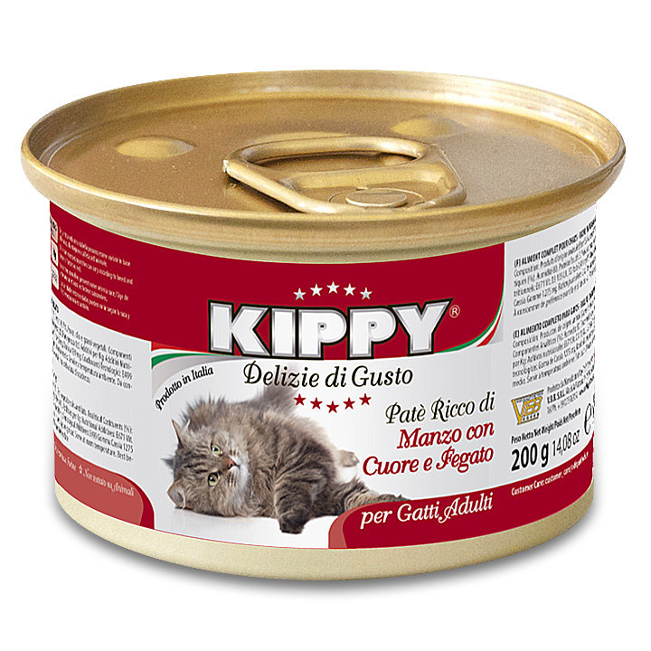 Консервы для кошек KIPPY Cat, говядина, сердце и печень 200 г (Киппи)