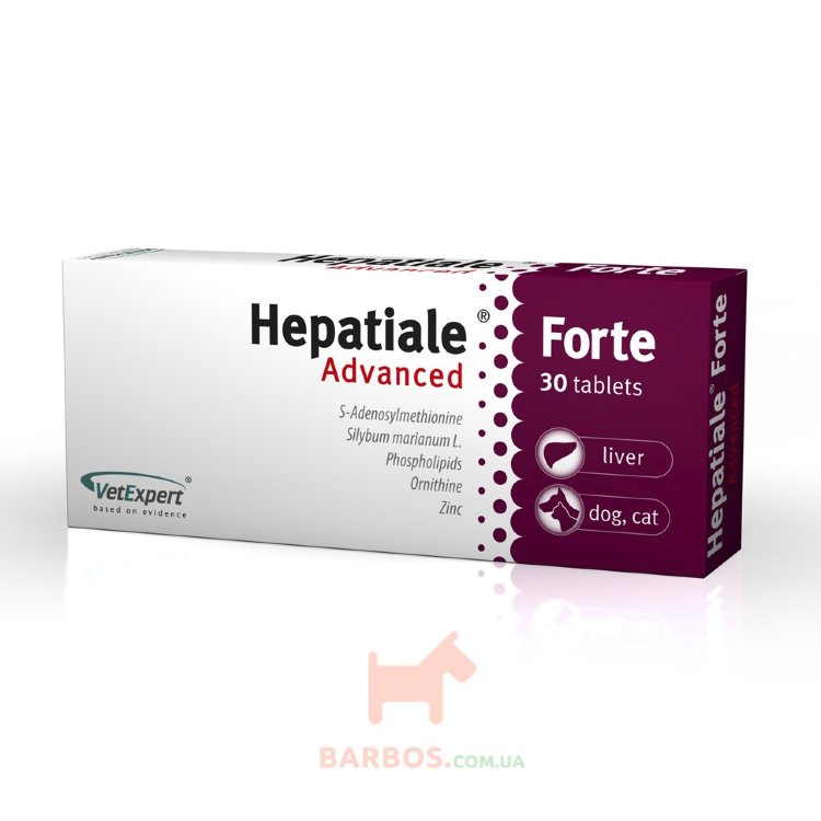 Гепатиале Форте Эдвансд - Поддержание функции печени для собак и кошек (Орнитин, цинк), 30 таблеток (Ветэксперт)