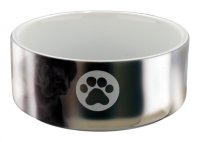 Миска керамическая для собак серебро/белая