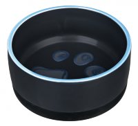 Миска керамическая для собак черная с лапкой на резиновом основании