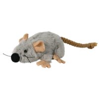 Игрушка для кошек Мышка плюшевая серая с мятой, 7 см
