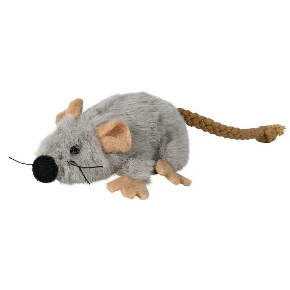 Игрушка для кошек Мышка плюшевая серая с мятой, 7 см