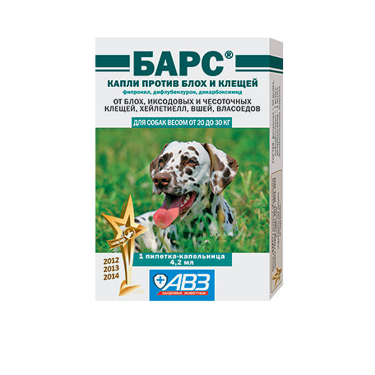 Барс капли инсектоакарицидные для собак 20-30 кг, 1 пипетка по 4,2 мл