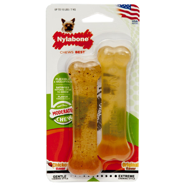 Жевательная игрушка кость для собак до 7 кг с умеренным стилем грызения, два вкуса Flexi Chew Twin Pack (Нилабон)