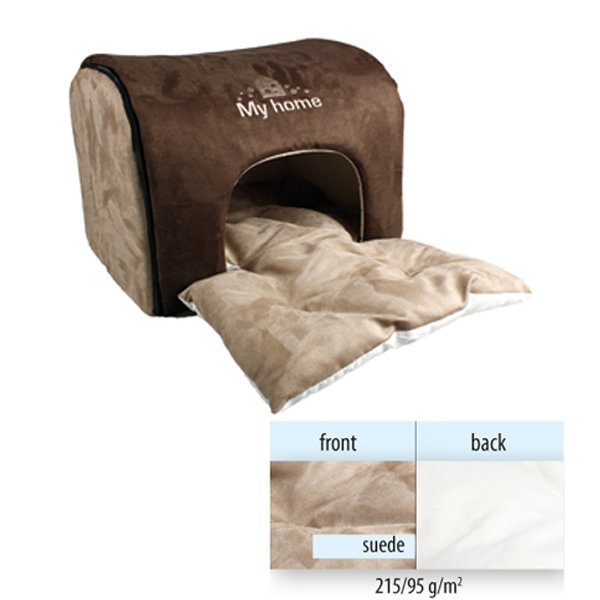 Домик для кошек и собак малых пород, с уникальной двойной подушкой, коричневый/беж My Home Brown (Карли-Фламинго)