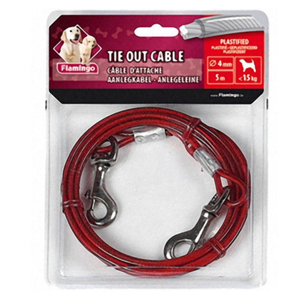 Поводок кабельный для собак до 15 кг Tie Out Cable (Карли-Фламинго)