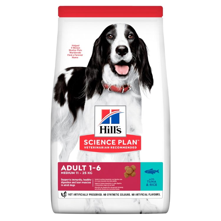 Сухий корм для дорослих собак середніх порід з з тунцем та рисом (Хиллс)