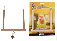 Игрушка для птиц деревянные качели с колокольчиком Wooden Swing S, 13 x 12 см (Карли-Фламинго)