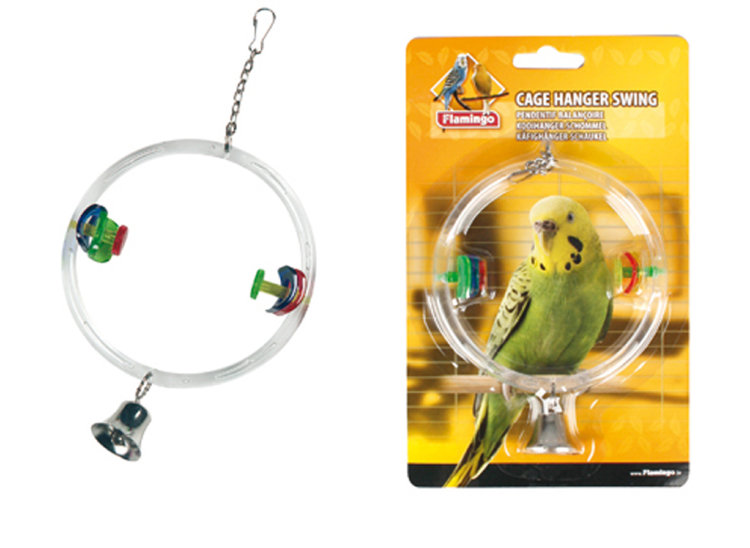 Игрушка для птиц круглые качели с колокольчиком Cage Hanger Swing, 11 см (Карли-Фламинго)